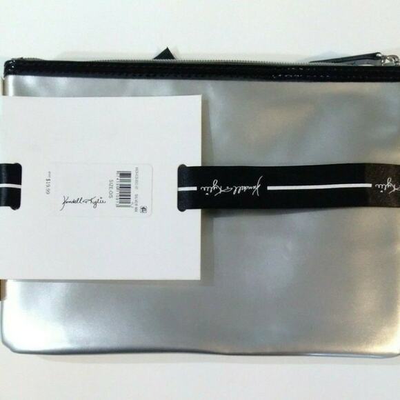 Kendall + Kylie 2pc Pouch Set with Silver Metallic & Sequins Travel Makeup Bags - Picture 3 of 4
